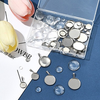 DIY 304 Stainless Steel Tray Pendants Making Kits DIY-FS0008-83-1