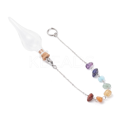 Teardrop Glass Cork Bottle Pointed Dowsing Pendulums HJEW-JM04492-1