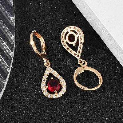Brass Micro Pave Cubic Zirconia Leverback Earrings EJEW-K300-04G-1