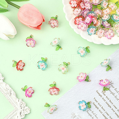 50Pcs 5 Colors Transparent Acrylic Pendants TACR-SC0001-50-1