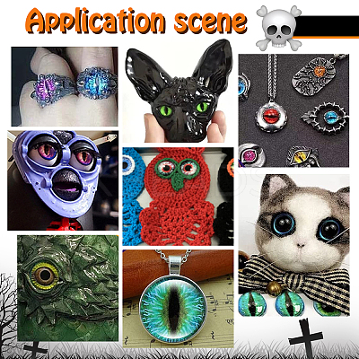 Luminous Eye Printed Glass Cabochons GGLA-PH0001-22A-1