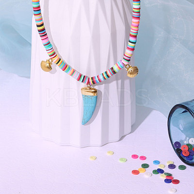 Flat Round Handmade Polymer Clay Beads CLAY-R067-8.0mm-09-1