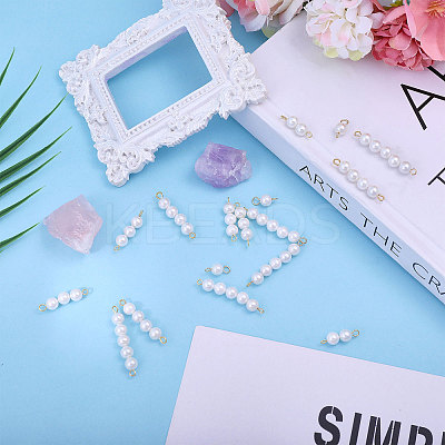 30Pcs 5 Styles Round Shell Pearl Connector Charms PALLOY-CA00023-1