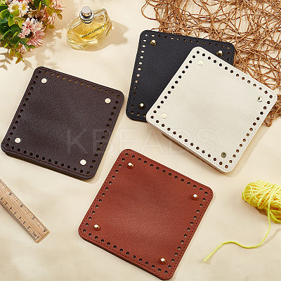 4Pcs 4 Colors Square PU Leather Knitting Crochet Bags Nail Bottom Shaper Pad DIY-PH0021-07-1