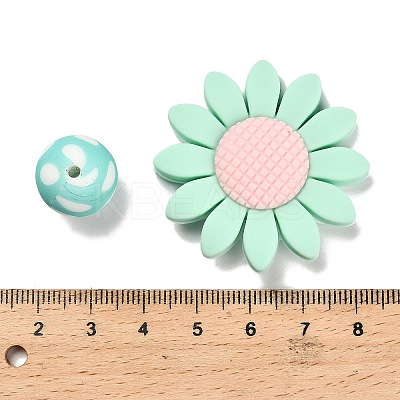 23Pcs Sunflower & Round Silicone Focal Beads SIL-L005-01E-1