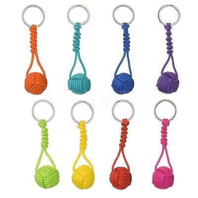 16Pcs 8 Colors Polyester & Spandex Cord Braided Ball Keychain for Jewelry Making DIY Crafts KEYC-CJ0001-05-1