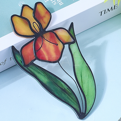 Bird of Paradise Flower Stained Acrylic Pendant Decoration HJEW-WH20003-24B-1
