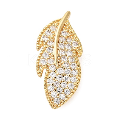 Brass Micro Pave Clear Cubic Zirconia Fold Over Clasps KK-G505-18G-1