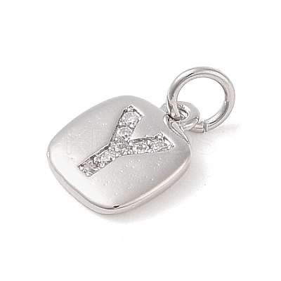 Rack Plating Brass Micro Pave CLear Cubic Zirconia Charms KK-E110-14P-Y-1