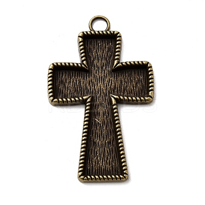 Tibetan Style Pendant Cabochon Enamel Settings TIBEP-4479-AB-LF-1