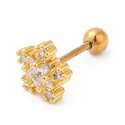 Brass Micro Pave Clear Cubic Zirconia Stud Earrings LS-EJEW-L265-11G-1