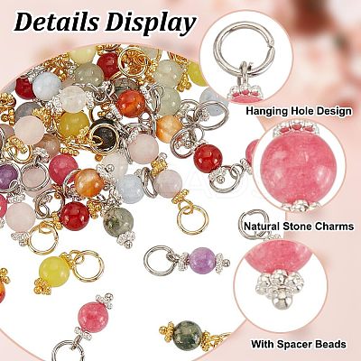 144Pcs 24 Styles Natural Mixed Gemstone Pendants PALLOY-GO00024-1