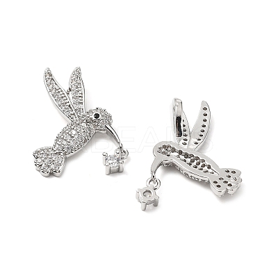 Brass Micro Pave Clear Cubic Zirconia Pendants KK-G533-07A-P-1