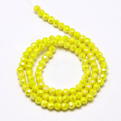 Faceted Round Full Rainbow Plated Electroplate Glass Beads Strands X-EGLA-J130-FR05-1