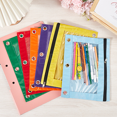 6Pcs 6 Colors Oxford Cloth with Alloy Pen Cases for 3-Ring Binder AJEW-CP0008-03-1