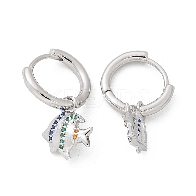 Brass Clear Cubic Zirconia Hoop Earrings EJEW-Q014-26P-1