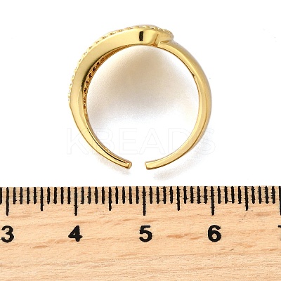 Brass Micro Pave Cubic Zirconia Adjustable Open Cuff Rings for Women RJEW-K292-12G-1