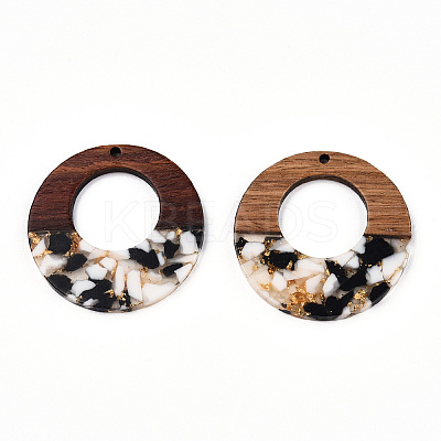 Transparent Resin & Walnut Wood Pendants RESI-TAC0017-74-A01-1