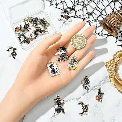 16Pcs 16 Styles Alloy Enamel Pendants ENAM-YW0004-93-1