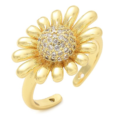 Brass Micro Pave Clear Cubic Zirconia Cuff Rings LS-RJEW-M029-01G-1