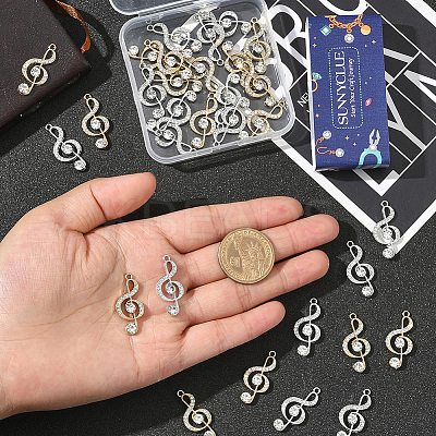 32Pcs 2 Colors Alloy Crystal Rhinestone Pendants FIND-SC0019-30-1