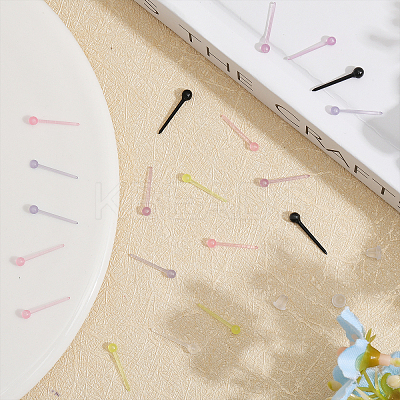 350Pcs 7 Colors Plastic Tiny Ball Stud Earrings with Ear Nuts for Women EJEW-CA0001-04-1