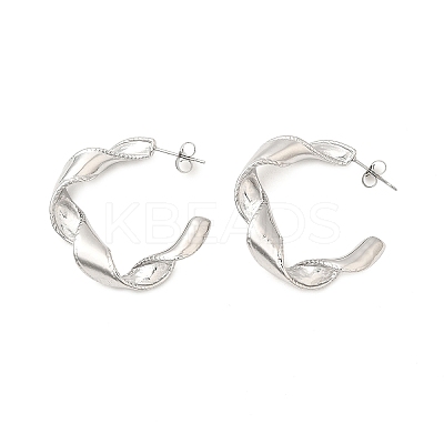 304 Stainless Steel Twist C-Shaped Stud Earrings EJEW-A139-01P-1