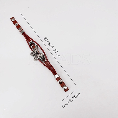 Butterfly Alloy PU Imitation Leather Cord Braided Bracelets FS-WG2E2BB-01-1