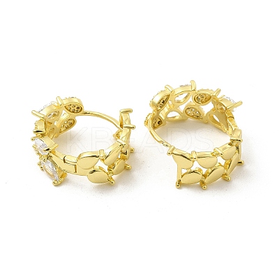 Clear Cubic Zirconia Leafy Branch Hoop Earrings EJEW-E273-07LG-1