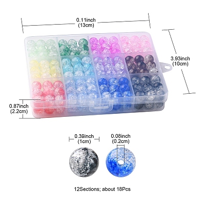 216Pcs 12 Colors Transparent Crackle Acrylic Beads CACR-YW0001-05-1