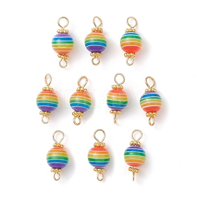 10Pcs Transparent Stripe Resin Round Connector Charms PALLOY-JF02484-1