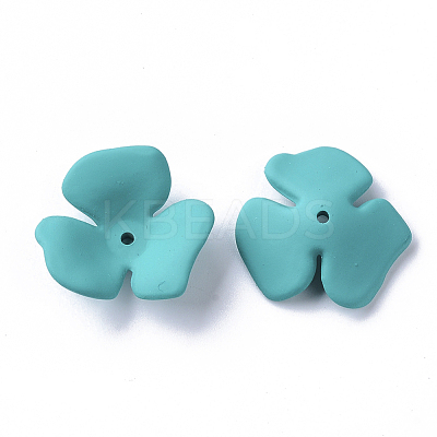 3-Petal Spray Painted Acrylic Bead Caps X-MACR-N007-01E-1