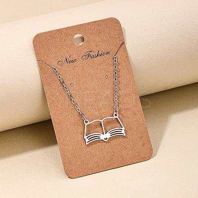 Fashionable Iron Hollow Out Book Pendant Necklaces for Women FS-WG9E5D2-02-1