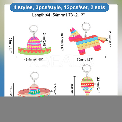 Cinco de Mayo Opaque Printed Acrylic Pendant Locking Stitch Markers HJEW-AB00176-1
