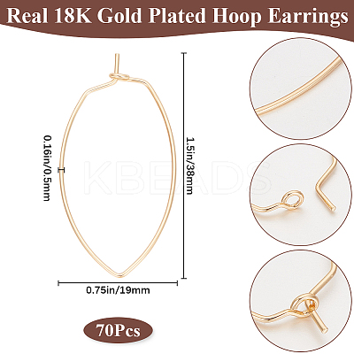 70Pcs Brass Hoop Earrings Findings KK-BBC0014-95-1