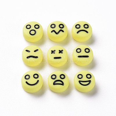 Opaque Champagne Yellow Acrylic Beads X-MACR-N008-42-C10-1