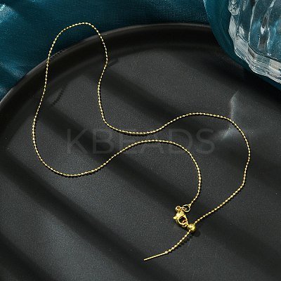 1mm Rack Plating Brass Ball Chain Adjustable Slider Necklaces for Women Men MAK-L044-51G-1