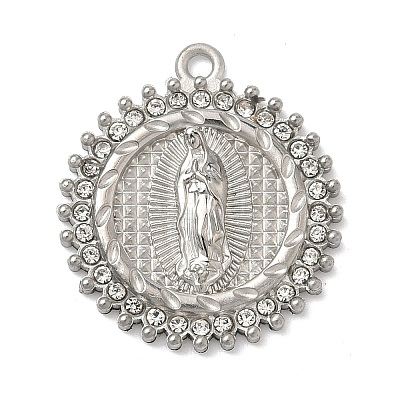 304 Stainless Steel & Rhinestone Pendants STAS-G371-09G-01P-1