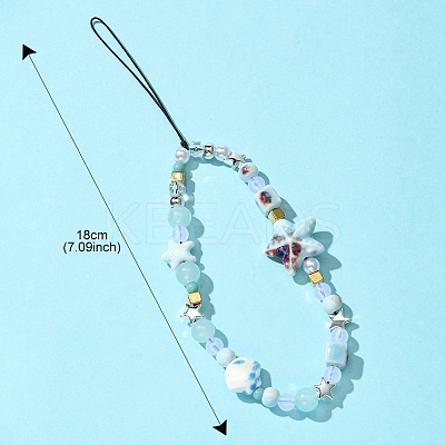 Porcelain & Glass & Wood Mobile Straps HJEW-FZ00030-1