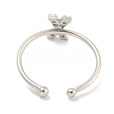 Rack Plating Brass Open Cuff Rings for Women RJEW-F162-02P-X-1