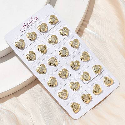 Brass Micro Pave Clear Cubic Zirconia Stud Earrings EJEW-D305-13G-1