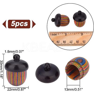 Spray Painted Wooden Acorn Box Jewelry Pendants LS-FIND-WH0143-46-1