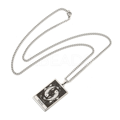 Non-Tarnish 304 Stainless Steel Tarot Pendant Necklaces NJEW-A026-01P-12-1