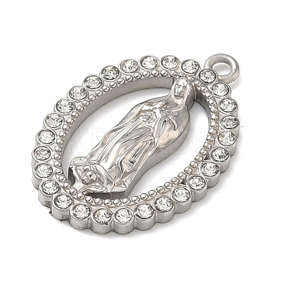 304 Stainless Steel & Rhinestone Pendants STAS-G371-09B-01P-1