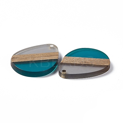 Transparent Resin & Walnut Wood Pendants RESI-M027-04C-1