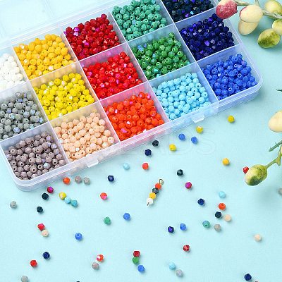2250Pcs 15 Colors Opaque Solid Color Electroplate Glass Beads Strands GLAA-YW0003-25-1