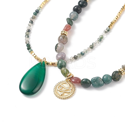 Natural Moss Agate Necklaces Sets for Women NJEW-JN03987-1