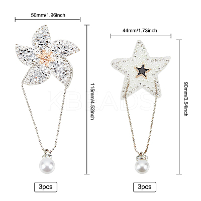 6Pcs 2 Style Star & Windmill Glitter Hotfix Rhinestone DIY-FG0002-26-1