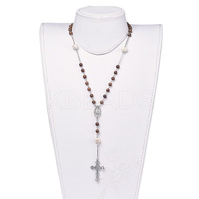 Tibetan Style Alloy Rosary Bead Necklaces NJEW-JN02455-01-1