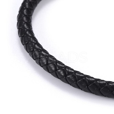 Man's Braided Leather Cord Bracelets BJEW-JB04255-01-1